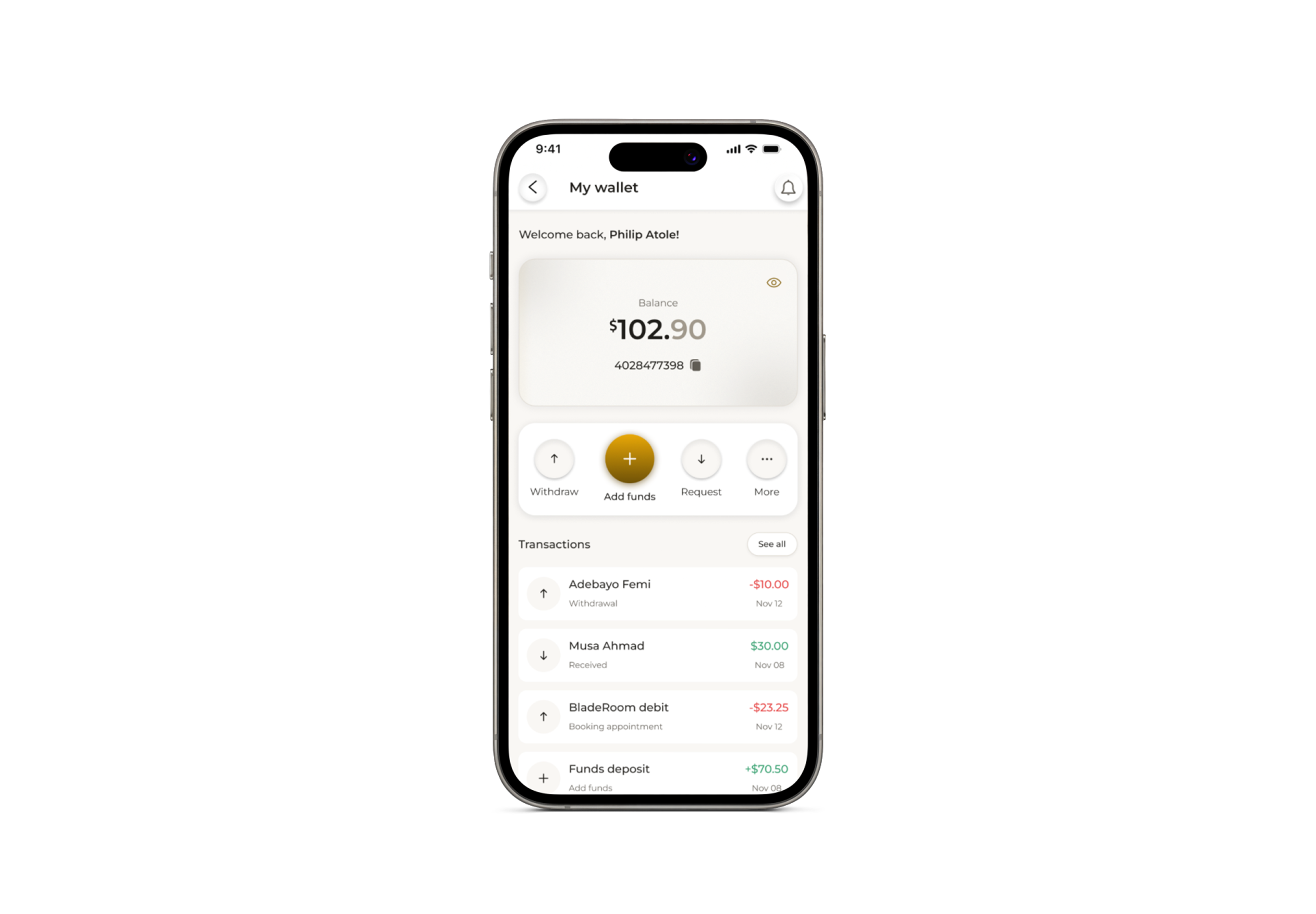 In-app wallet